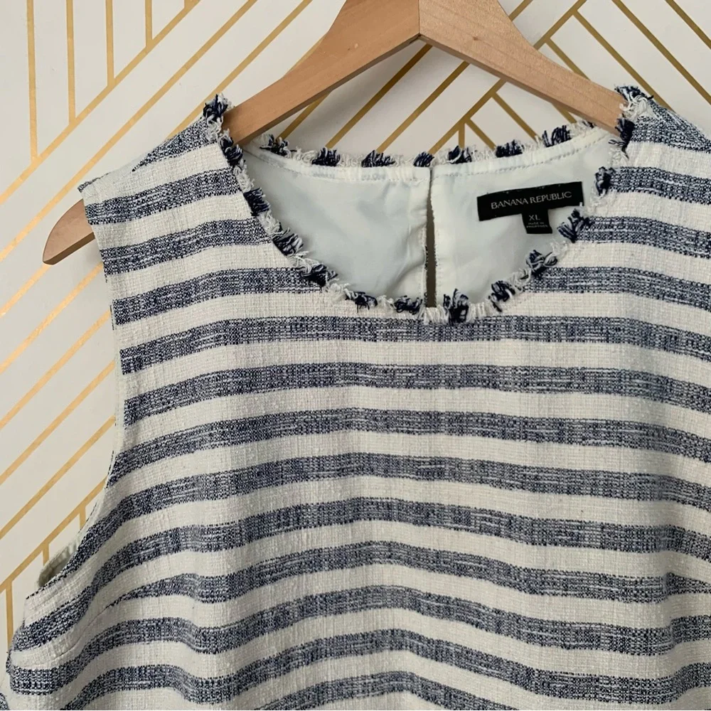 Banana Republic Fringe Striped Tank Shell sleeveless fringe hem Cotton blend XL - Picture 4 of 11